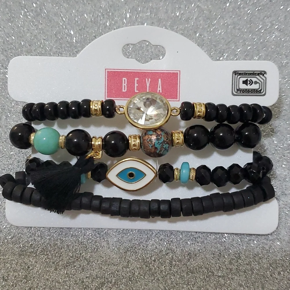 Beya 4pcs Evil Eyes Black bracelet